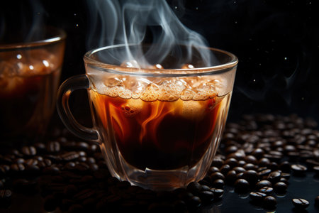 Coffee. aroma-filled mornings with a cup of rich brew: indulging in the comforting warmth, flavor, and culture of coffee, an essential daily ritual for enthusiasts worldwideの素材