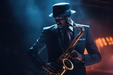 Harmony in improvisation: soulful and dynamic realms of jazz style, a melodic journey through the expressive evolution of rhythm, blues, swing, and the rich tapestry of improvisational creativity.の素材