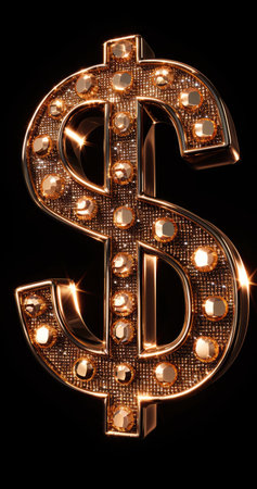 Sign dollar, ubiquitous symbol of wealth, commerce, and global finance, economic and transactions, power and financial transactions worldwide.の素材