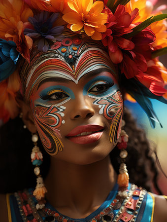 Carnival in Barranquilla, Colombia: A dazzling spectacle of vibrant costumes, rhythmic music, and lively dances, celebrating the city's rich cultural heritage and festive spiritの素材