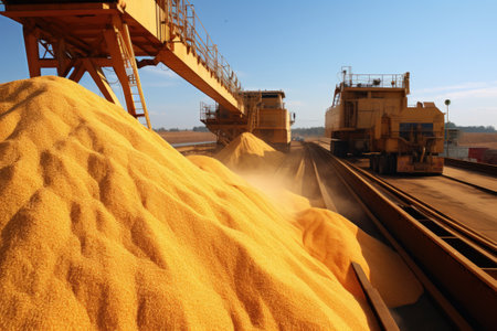 Navigating the global markets with wheat export, grains traverse borders, international trade and sustenance, global journey, international trade and food security.の素材