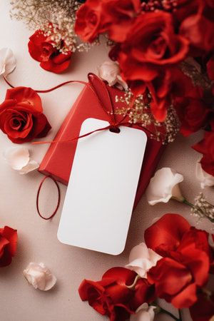 Capturing love: a stylish Valentine's Day mockup with copy space frame, perfect for creating personalized cards, digital displays, and romantic designs in a trendy and festive atmosphereの素材
