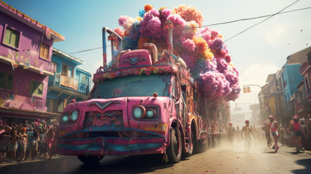 Carnival in Barranquilla, Colombia: A dazzling spectacle of vibrant costumes, rhythmic music, and lively dances, celebrating the city's rich cultural heritage and festive spiritの素材