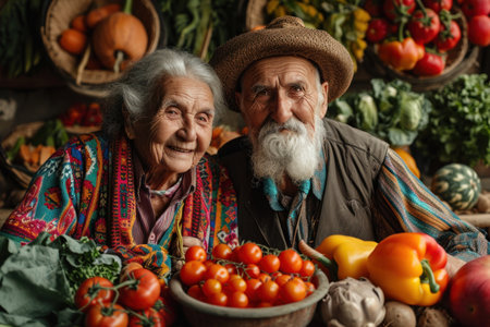 Capturing vitality: a heartwarming portrayal of a cheerful older person embracing a healthy and happy lifestyle through proper nutrition, radiating joy and wellbeing in their golden years.の素材