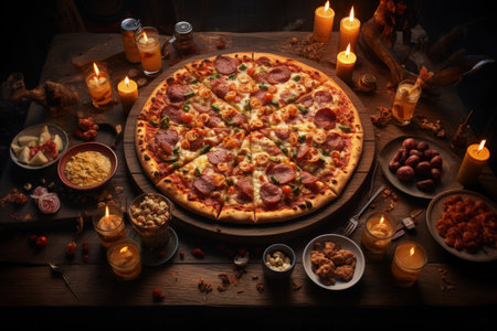 Pizza yeast flatbread, tomato sauce, cheese, herbs a traditional Italian dish stacked filling of tomato sauce, cheese ingredients such s meat, vegetables, mushrooms and other foods. pizzaioloの素材