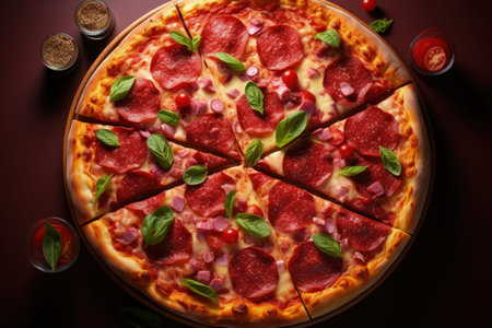 Pizza yeast flatbread, tomato sauce, cheese, herbs a traditional Italian dish stacked filling of tomato sauce, cheese ingredients such s meat, vegetables, mushrooms and other foods. pizzaioloの素材