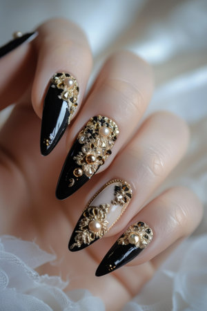 Nail art mastery: a captivating showcase of 3d three-dimensional elegance, featuring beautiful design adorning nails, blending creativity, style, intricate craftsmanship for a chic and trendy lookの素材