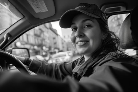 Celebrating labor day: powerful black and white image capturing the versatility of women at work, showing their strength, dedication, and contributions across diverse professions and industries.の素材