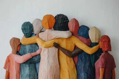 Fostering community well-being: care jobs, acts of compassion, neighborhood meetings, and robust community support initiatives promoting unity, empathy, and collective welfare.の素材