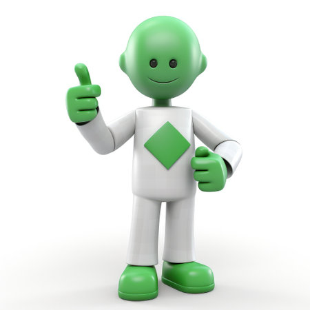 3d man is green tick symbol, signifying completion and success, in a compelling visual representation of achievement and endorsement, a check off character.の素材