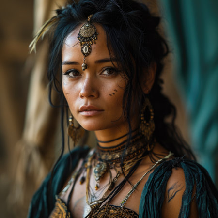 Captivating elegance: a Latina woman adorned in authentic mid-century and Victorian era dress, weaving a cultural tapestry of style that transcends time, embracing heritage and timeless fashionの素材