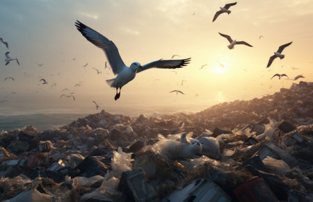 Environmental pollution, hazardous and harmful waste, toxic fumes, soil and air pollution, global problem, crisis.の素材