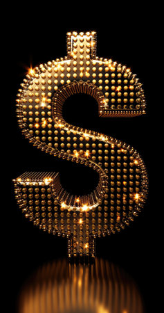 Sign dollar, ubiquitous symbol of wealth, commerce, and global finance, economic and transactions, power and financial transactions worldwide.の素材