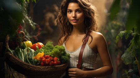 Nourishing greens: goodness of veggie food, fruit, and vegetables in a vibrant culinary symphony, a plant-powered feast for health and vitality, embracing the abundance of nature's bountyの素材