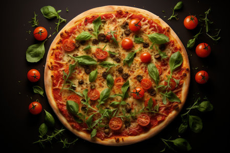 Pizza yeast flatbread, tomato sauce, cheese, herbs a traditional Italian dish stacked filling of tomato sauce, cheese ingredients such s meat, vegetables, mushrooms and other foods. pizzaioloの素材