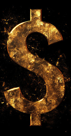 Sign dollar, ubiquitous symbol of wealth, commerce, and global finance, economic and transactions, power and financial transactions worldwide.の素材