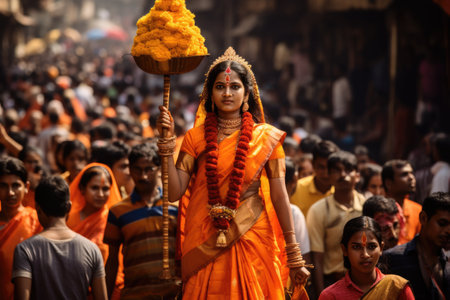 Happy gudi padwa: a joyous celebration of Marathi new year, ushering in happiness, renewal, and cultural traditions, embracing festive spirit and new beginnings with family and cultural prideの素材