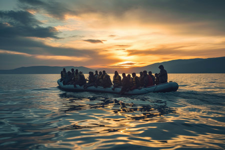 Refugee crisis: impact of war, climate change, political unrest, revealing the humanitarian catastrophe with hungry children seeking refuge amidst a global demographic crisis emigrants camp.の素材