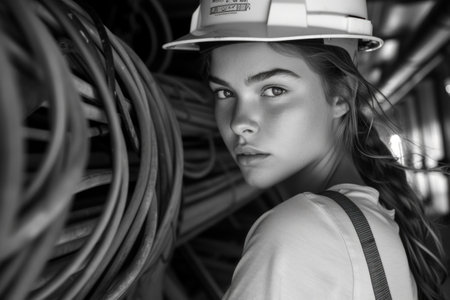 Celebrating labor day: powerful black and white image capturing the versatility of women at work, showing their strength, dedication, and contributions across diverse professions and industries.の素材