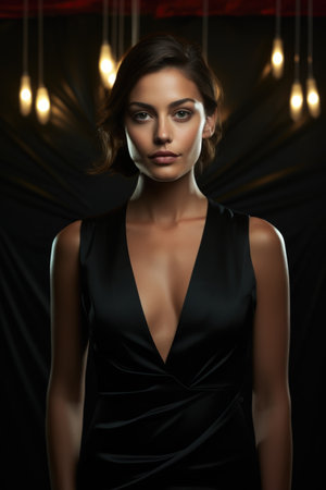 Elegance beautiful woman in business suit, tuxedo for wedding, blending professionalism with timeless bridal chic, embodying grace, style, sophistication for stunning celebration or meeting.の素材
