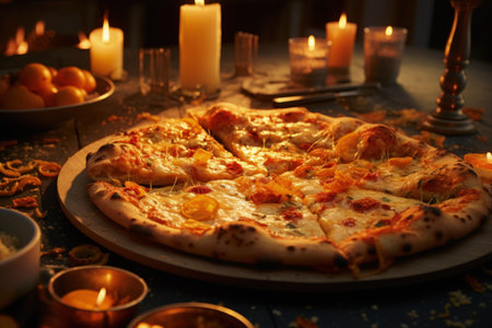 Pizza yeast flatbread, tomato sauce, cheese, herbs a traditional Italian dish stacked filling of tomato sauce, cheese ingredients such s meat, vegetables, mushrooms and other foods. pizzaioloの素材