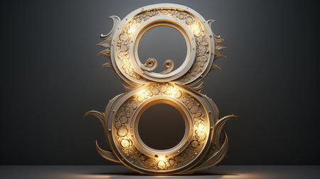 Beautiful charming creative number 8, to congratulate the birthday banner, the eighth of March, international women's day. Stylish background, luxury designの素材