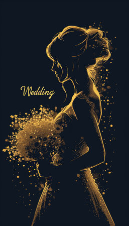 Romantic allure: captivating wedding invitation card adorned with text wedding, blending elegance and sentiment in beautiful design, perfect for announcing and inviting to joyous celebration of loveの素材