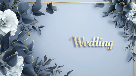 Romantic allure: captivating wedding invitation card adorned with text wedding, blending elegance and sentiment in beautiful design, perfect for announcing and inviting to joyous celebration of loveの素材