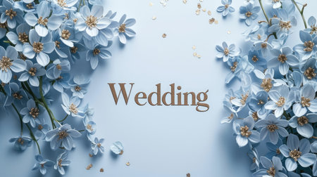 Romantic allure: captivating wedding invitation card adorned with text wedding, blending elegance and sentiment in beautiful design, perfect for announcing and inviting to joyous celebration of loveの素材