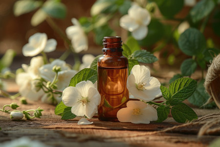 Natural remedies: herbal therapy, medicines, drugs, tincture, infusion, homeopathy for holistic health and wellness solutions in alternative medicine practicesの素材