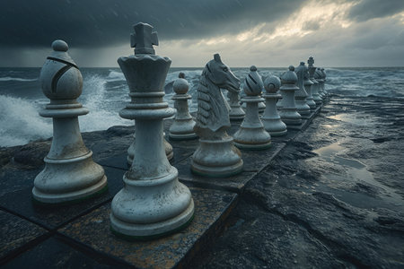 Creative chess: captivating journey through imaginative compositions, artistic arrangements, strategic brilliance, exploring boundless realm where creativity converges with the timeless game of kingsの素材