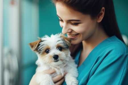 Veterinarian, Veterinary clinic, animal treatment, caring for friends, therapy for quadrupeds, dog cat, compassionate care, expert care for furry friends, ensuring their health and well-beingの素材