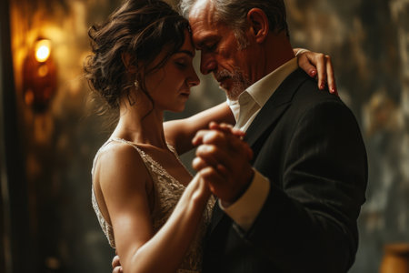 Rhythmic elegance: embracing the timeless allure of waltz, a dance of grace and harmony, partners move in rhythmic synchronization, swirling and twirling to enchanting melody of a classic compositionの素材