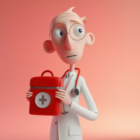 Virtual healing: a 3d character doctor in digital healthcare, combining expertise, compassion, and innovative medical solutions for a virtual and interactive approach to well-beingの素材