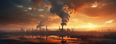 Environmental pollution, hazardous and harmful waste, toxic fumes, soil and air pollution, global problem, crisis.の素材