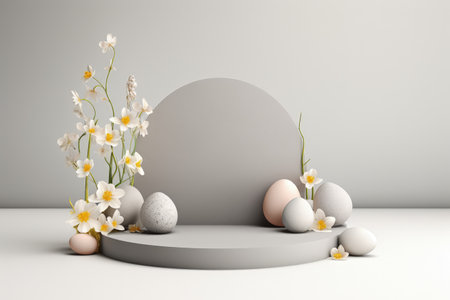 Celebrate easter joy: a delightful mockup with copy space frame, capturing the essence of springtime festivities and renewal of hope in stylish and festive design for cards, displays, creative projectsの素材