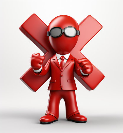 Banning entry: a 3d prohibition concept with a red x sign, a virtual warning symbolizing restricted access for banners and websites, ensuring digital safety and control in a visually impactful design.の素材