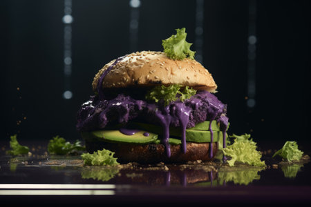 Wholesome indulgence: a plant-powered delight with the veggie burger, a delectable meatless creation offering health-conscious, flavorful bites in a sustainable and delicious diningの素材