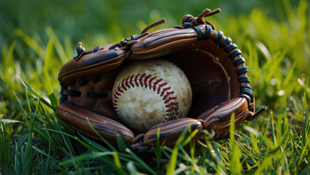 Baseball ball: the quintessential sphere of America's pastime, embodying the excitement, competition, and timeless joy of the game, from pitches and hits to catches and home runs on the diamond.の素材