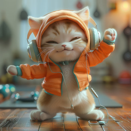 Whimsical wonder: delightful 3d animation brings to life a super cute baby kitten in an endearing and enchanting display of adorability and charm.の素材