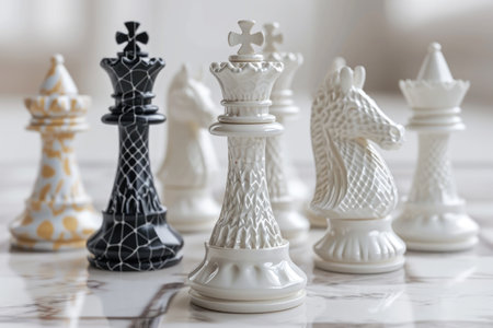 Creative chess: captivating journey through imaginative compositions, artistic arrangements, strategic brilliance, exploring boundless realm where creativity converges with the timeless game of kingsの素材