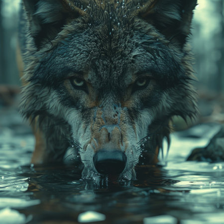 Majestic predator: wolf, a symbol of wilderness and strength, embodies grace and power in its natural habitat, capturing the essence of untamed beauty and primal instinctsの素材