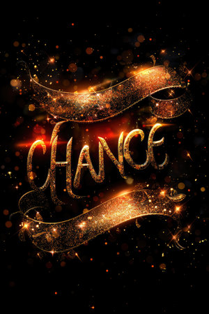 Seizing opportunity: text chance, representing luck, possibility, and opportunity, a symbol of embracing uncertainty and taking risks in pursuit of potential success and fortune.の素材