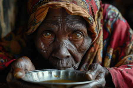 Hunger poverty, the big global social silent problem of mankind, children and adults from filthy slums, Africa, beggar and dirty, in need of helpの素材
