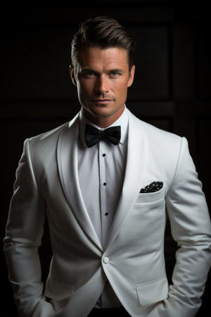 Timeless elegance: men in tuxedos showcase refined style, sophistication, and classic charm, embodying the epitome of formal fashion for special events, celebrations, and black-tie occasionsの素材