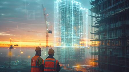 Engineers of the future, hologram projection displays tablets, showing innovative technology and automotivation, inspiring next-generation inventors and creators in STEM fields.の素材