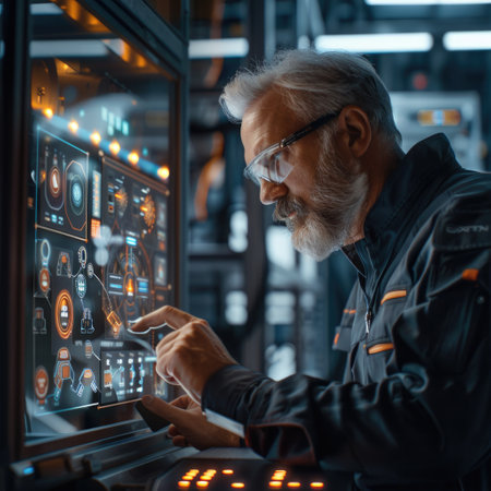 Engineers of the future, hologram projection displays tablets, showing innovative technology and automotivation, inspiring next-generation inventors and creators in STEM fields.の素材