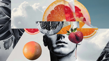 Trendy visual collage: contemporary and edgy collage art the trends, modern style and dynamic composition for innovative and captivating design inspirationの素材