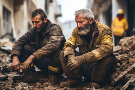 Bump of war: devastation after bombing, horrors and enduring consequences of war, Effect of hostilities, conflict, destruction of human life, echoes of warfare. Destruction bombardmentの素材