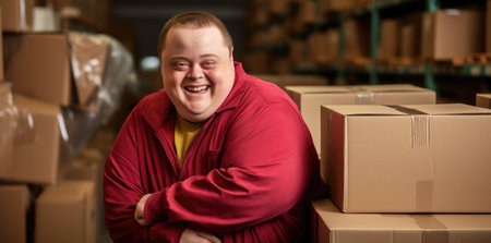 Down syndrome persona, resilience and positivity, radiant joy, genuine smileの素材
